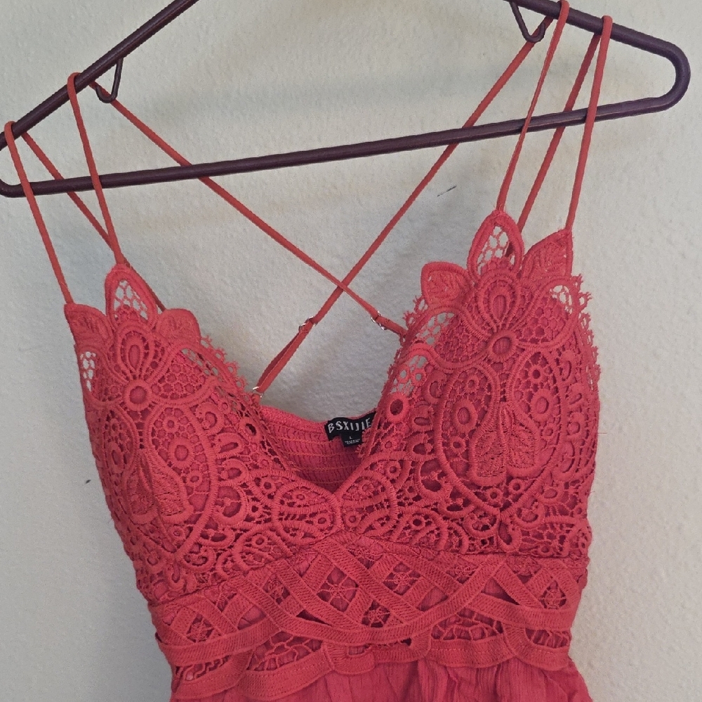 Red Lace Strappy Dress